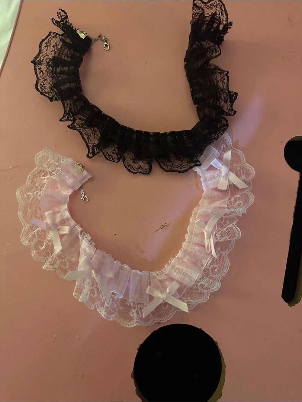 Lace Ruffle Choker Necklace – Black and Pink $10 a piece